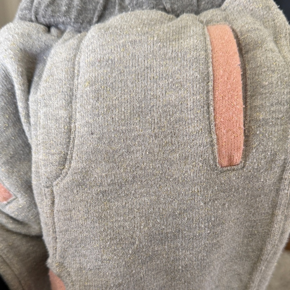 Girls Heather Gray Joggers with Pink Trim and Shimmer accents - Picture 8 of 8